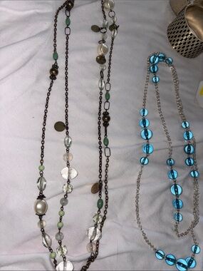Nine West Blue & Green Layered Bead Necklace Set